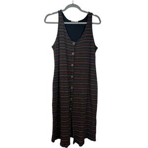 Lush Dress Womens Size Large Black Mini Button Front Sleeveless Polka Dot